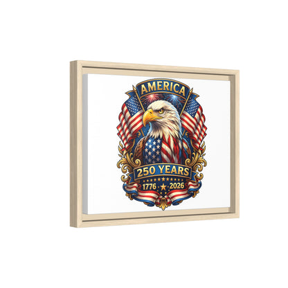 America 250th Anniversary Framed Canvas — Patriotic Bald Eagle Wall Art