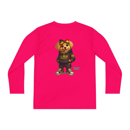 Youth Long Sleeve Tee — Trendy Bear Graphic "Black Excellence"