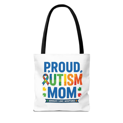 Proud Autism Mom Tote Bag — Advocate • Love • Acceptance Canvas Tote