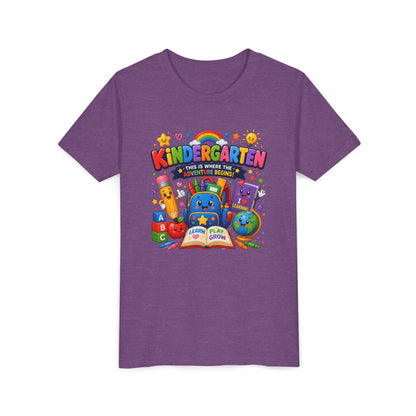 Kindergarten Kids T‑Shirt — 'Kindergarten: This Is Where the Fun Begins' Colorful Back-to-School Tee