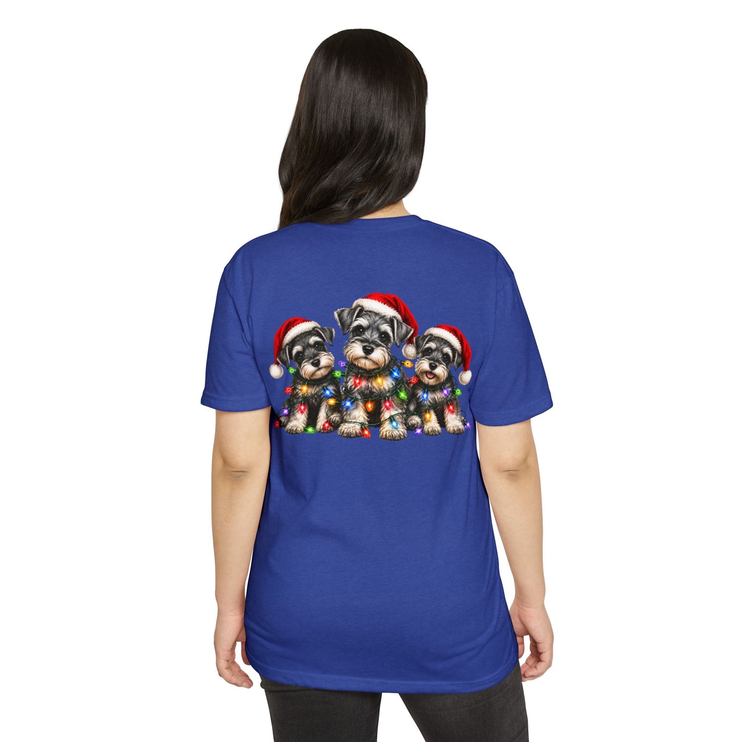 Christmas Schnauzer Puppies T-Shirt – Cute Santa Hat Dog Holiday Tee