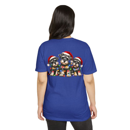 Christmas Schnauzer Puppies T-Shirt – Cute Santa Hat Dog Holiday Tee