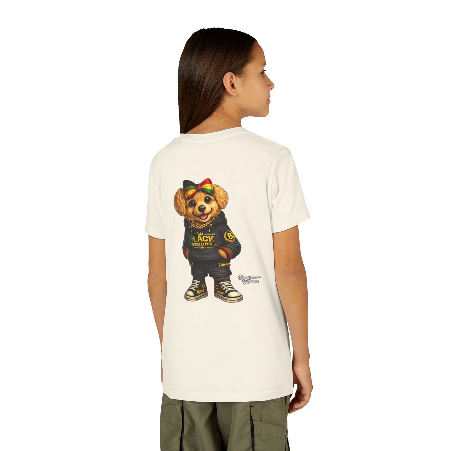 Youth Tee — Rasta Teddy "Black Excellence" Graphic Shirt