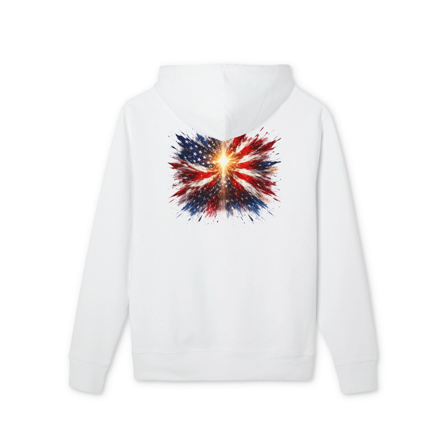 American Flag Explosion Hoodie — Patriotic Firework Pullover