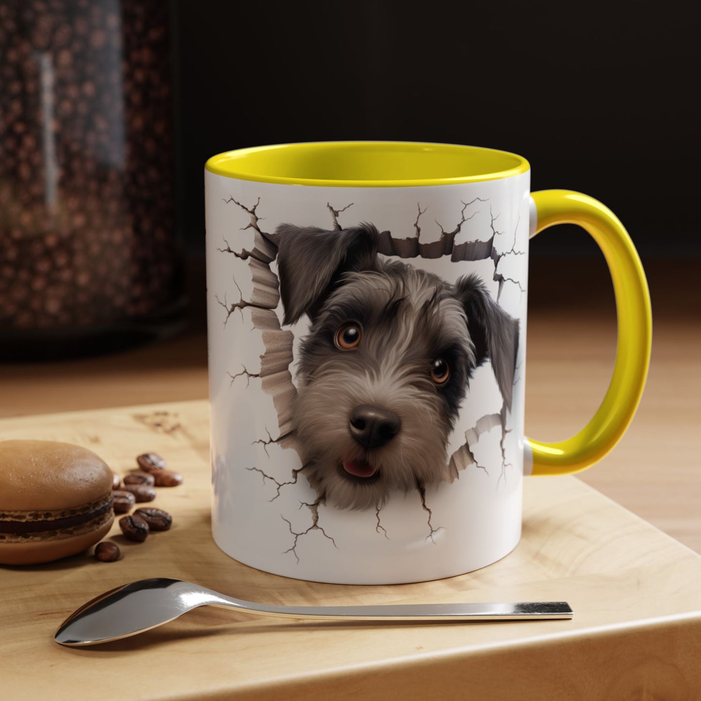 Schnauzer Peekaboo Accent Coffee Mug – Cute Dog Face 11/15oz