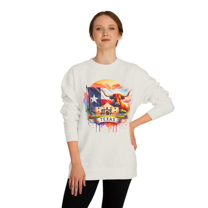 Texas Watercolor Flag Sweatshirt — Longhorn & Alamo Graphic