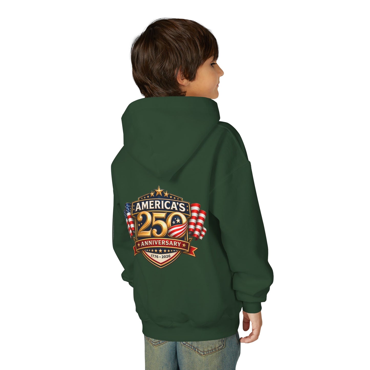 Youth Hoodie — "America's 250th Anniversary" Patriotic 1776-2026 Celebration Design