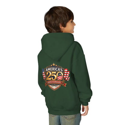 Youth Hoodie — "America's 250th Anniversary" Patriotic 1776-2026 Celebration Design