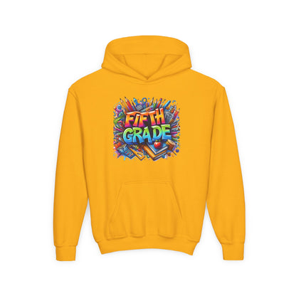 Fifth Grade Kids Hoodie - Colorful School Supplies Back-to-School Sweatshirt