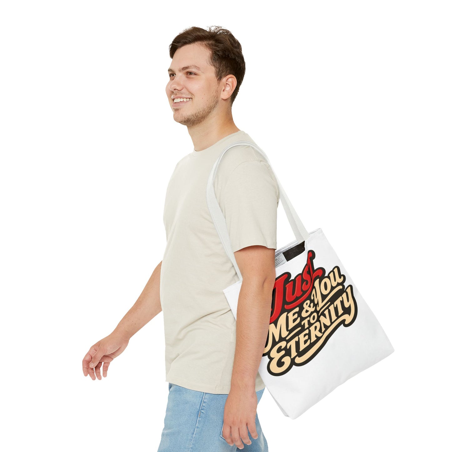 Just Me & You to Eternity Tote Bag — Romantic Script Canvas Tote