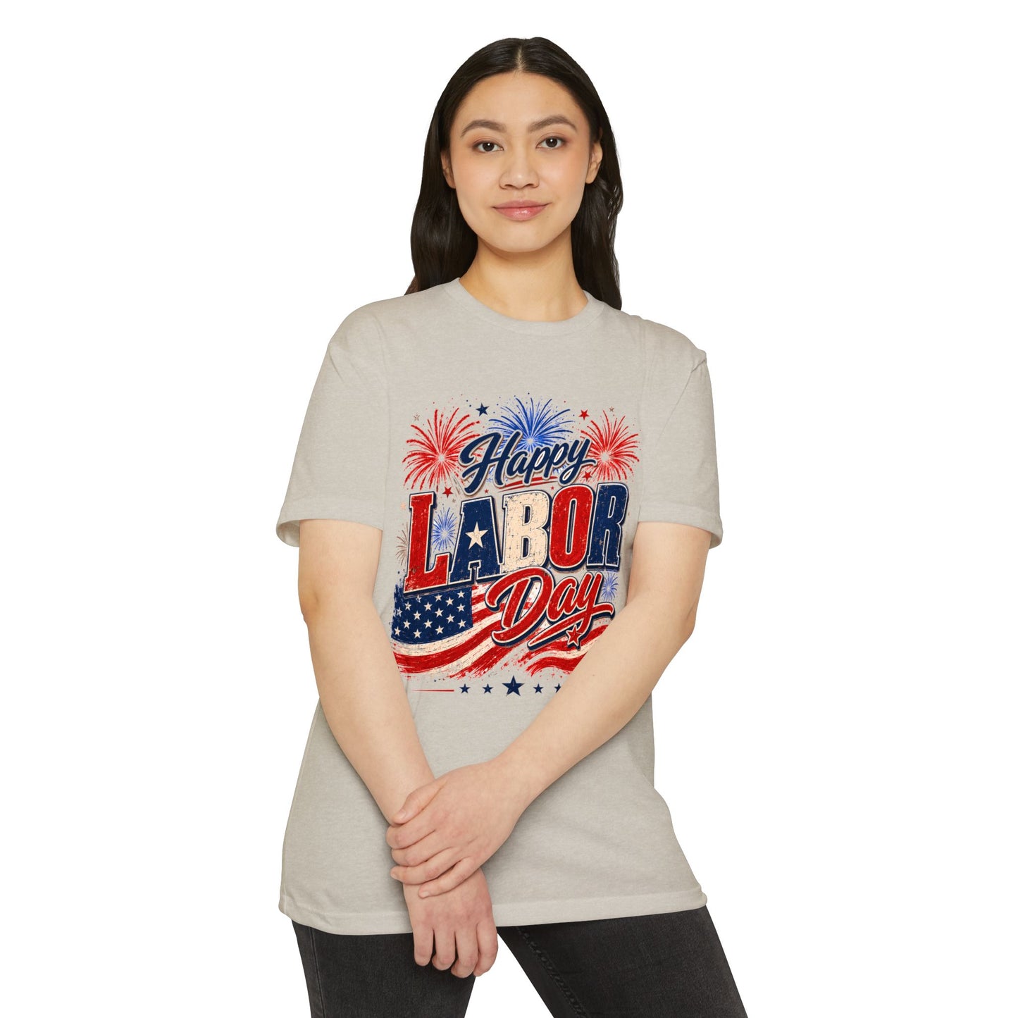 Labor Day T-Shirt — "Happy Labor Day" Patriotic Fireworks Tee