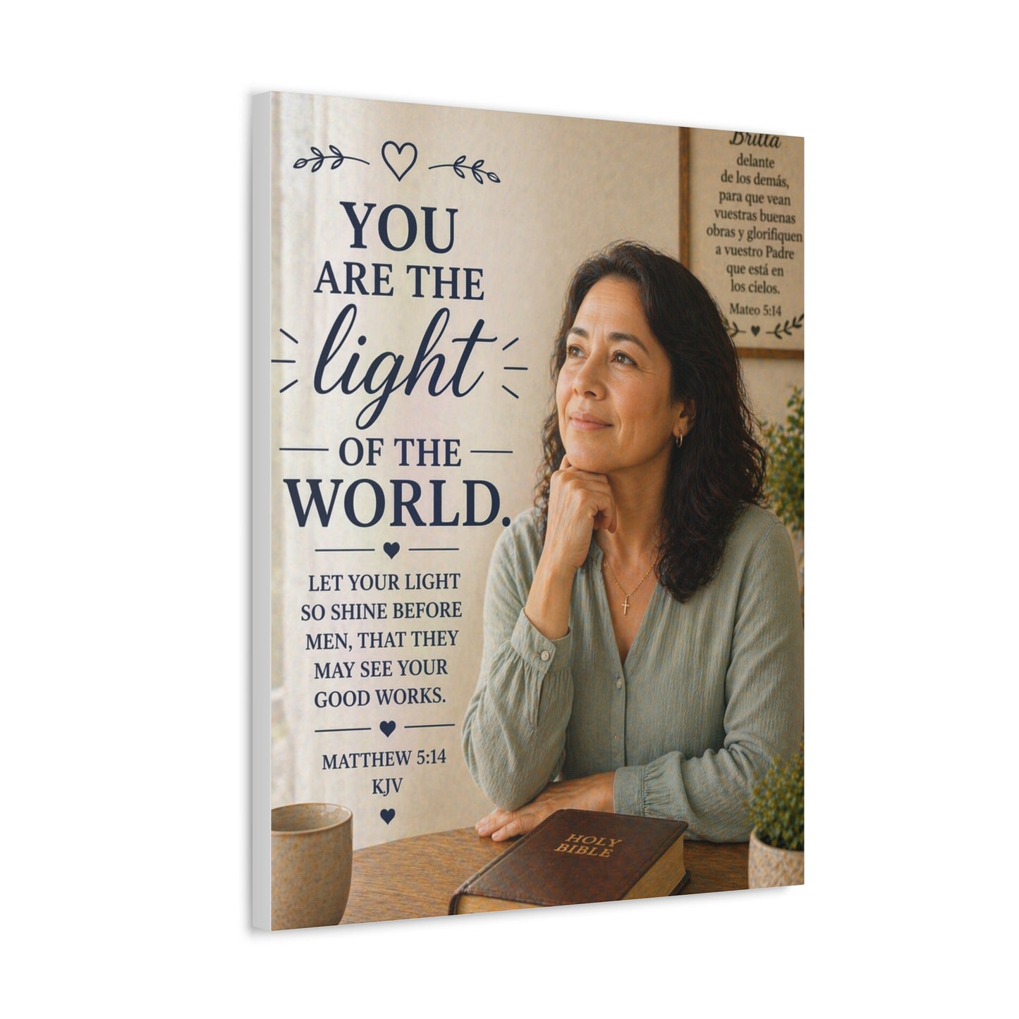 Stretched Canvas - "You Are the Light of the World" Inspirational Scripture Wall Art (Matthew 5:14, KJV)