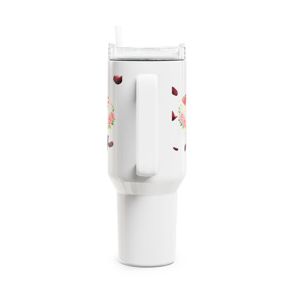 40oz Tumbler – "Perfect Love Casteth Out Fear" Floral Christian Travel Mug