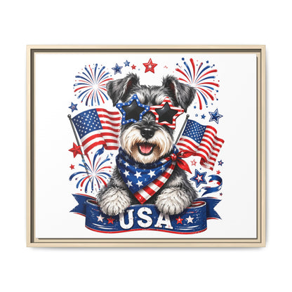 USA Patriotic Schnauzer Canvas Print — 4th of July Wall Art
