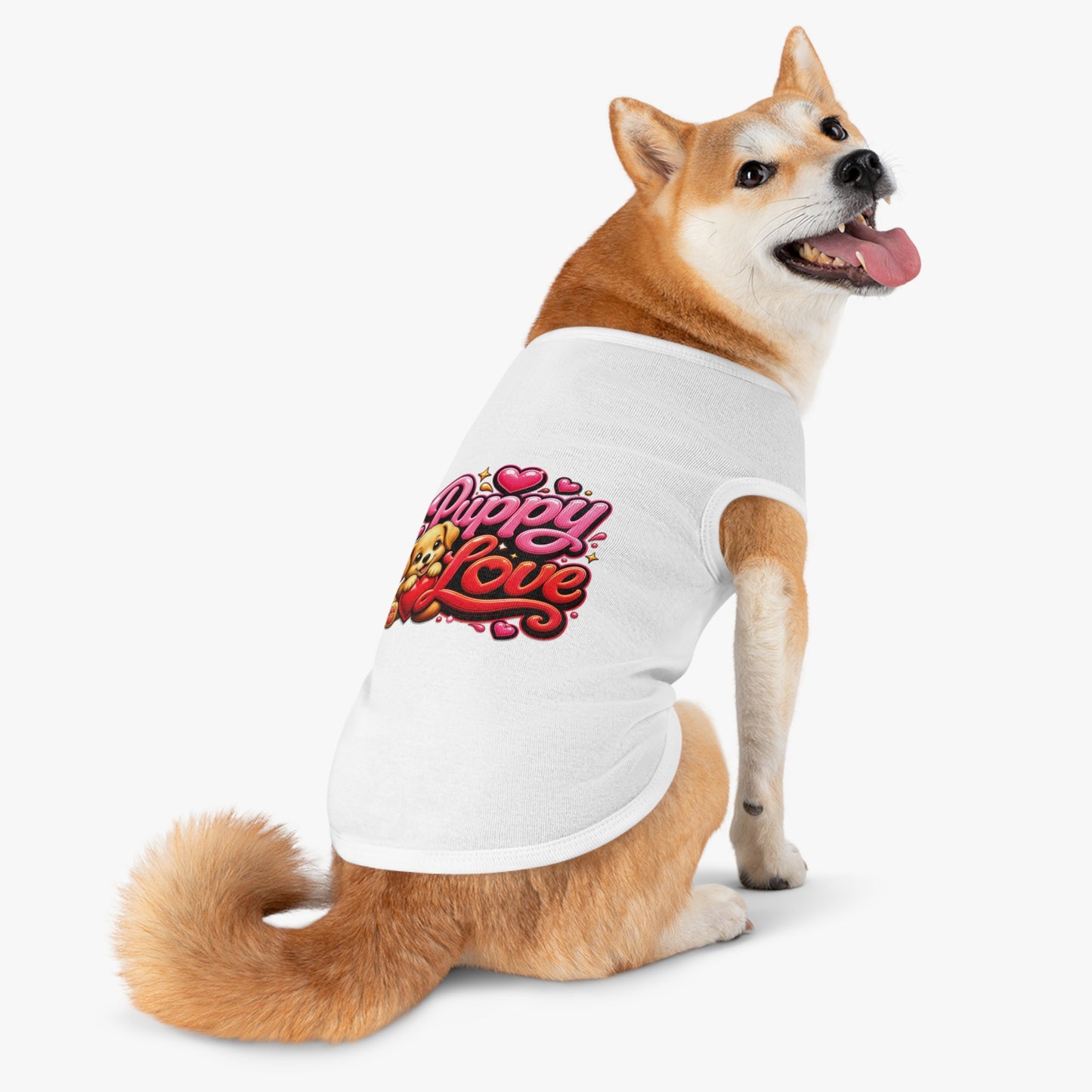 Puppy Love Pet Tank Top — Cute Puppy Heart Graphic Dog Shirt