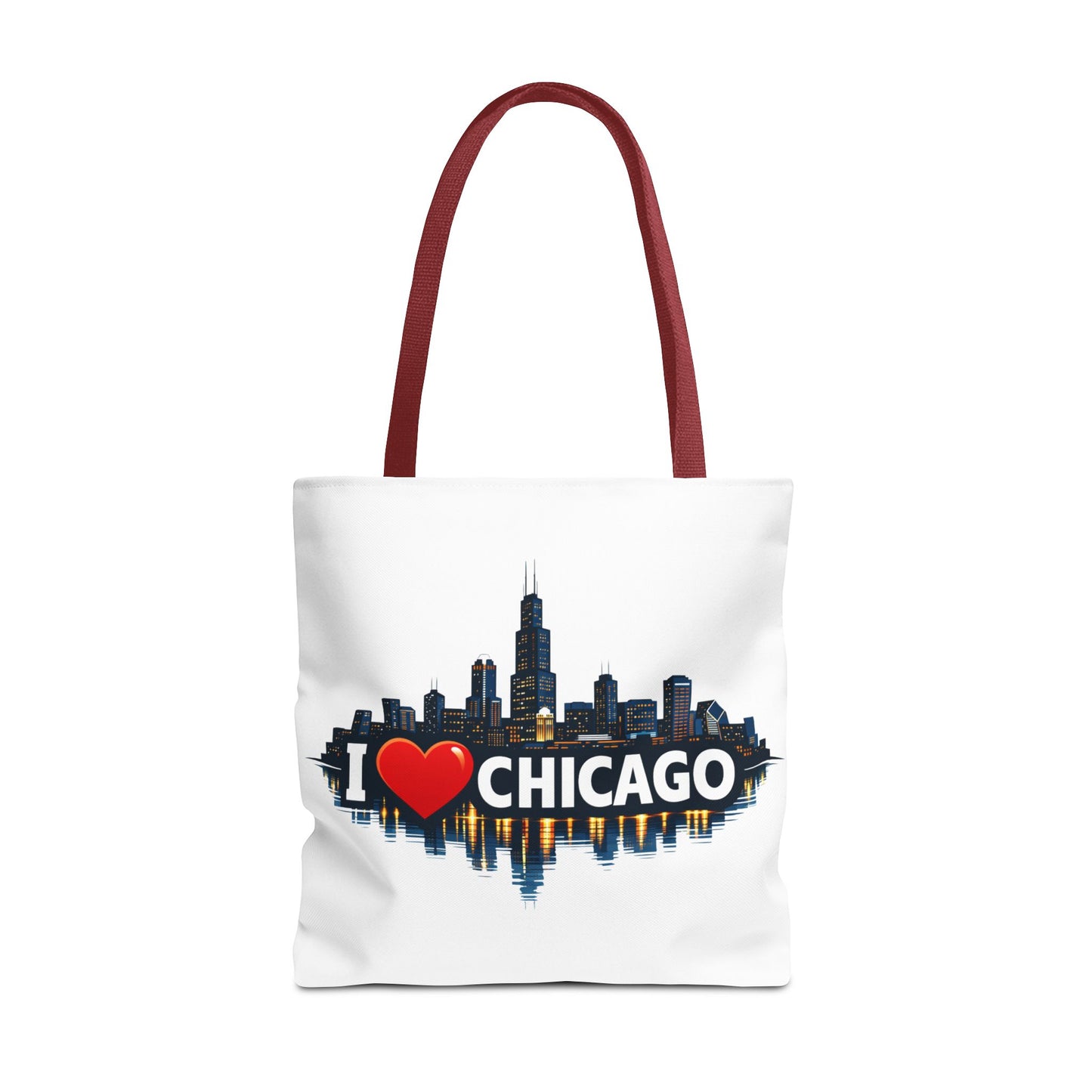 I  Chicago Skyline Tote Bag — Cityscape Reversible All-Over Print Tote