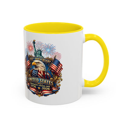 Patriotic Coffee Mug — United States 250th Anniversary Eagle & Fireworks (11/15oz)