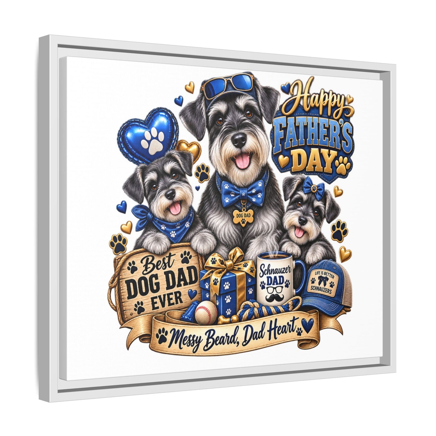 Happy Father's Day Schnauzer Canvas – Best Dog Dad Ever Framed Wall Art
