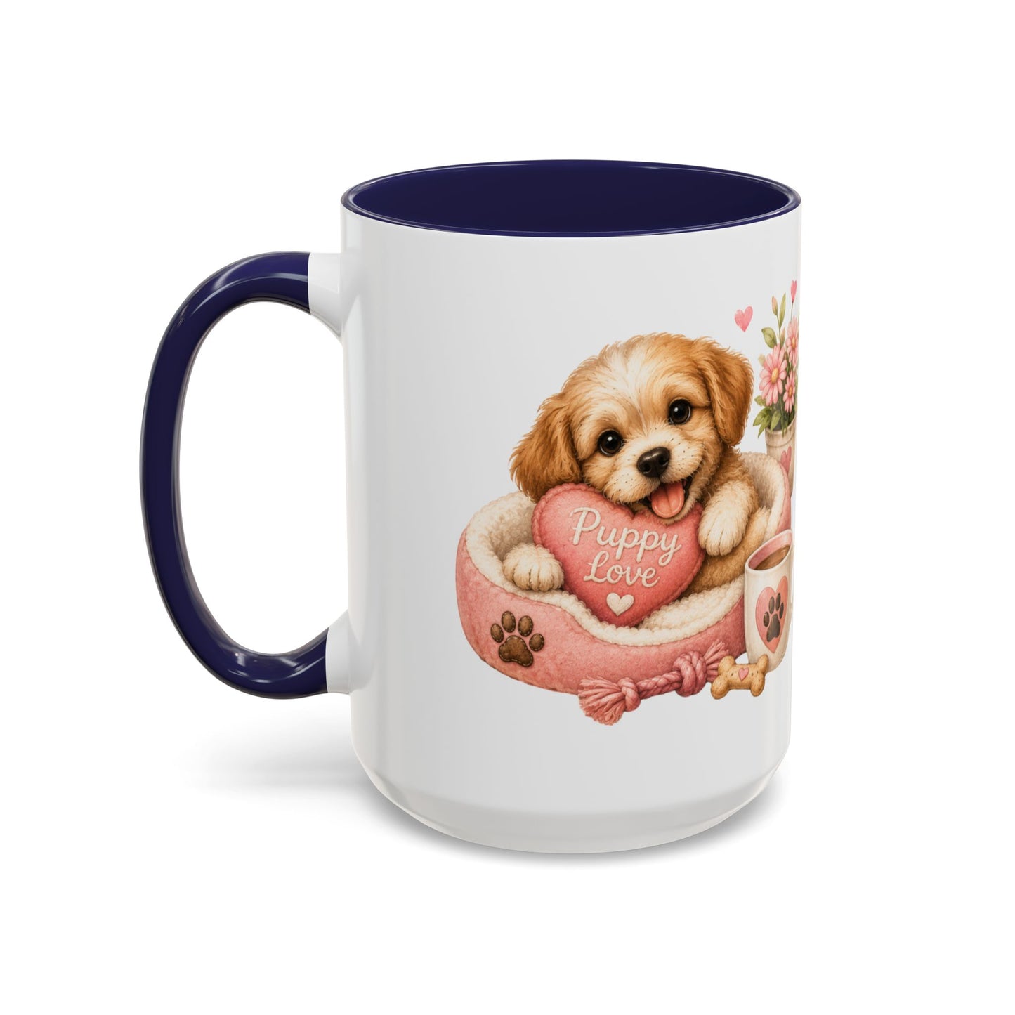 Puppy Love Coffee Mug — Cute Dog Heart Accent Mug (11/15oz)