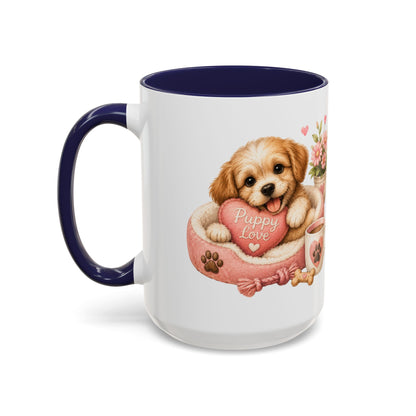 Puppy Love Coffee Mug — Cute Dog Heart Accent Mug (11/15oz)