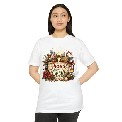 Peace on Earth Christmas T-shirt — Luke 2:14 Nativity Holiday Tee