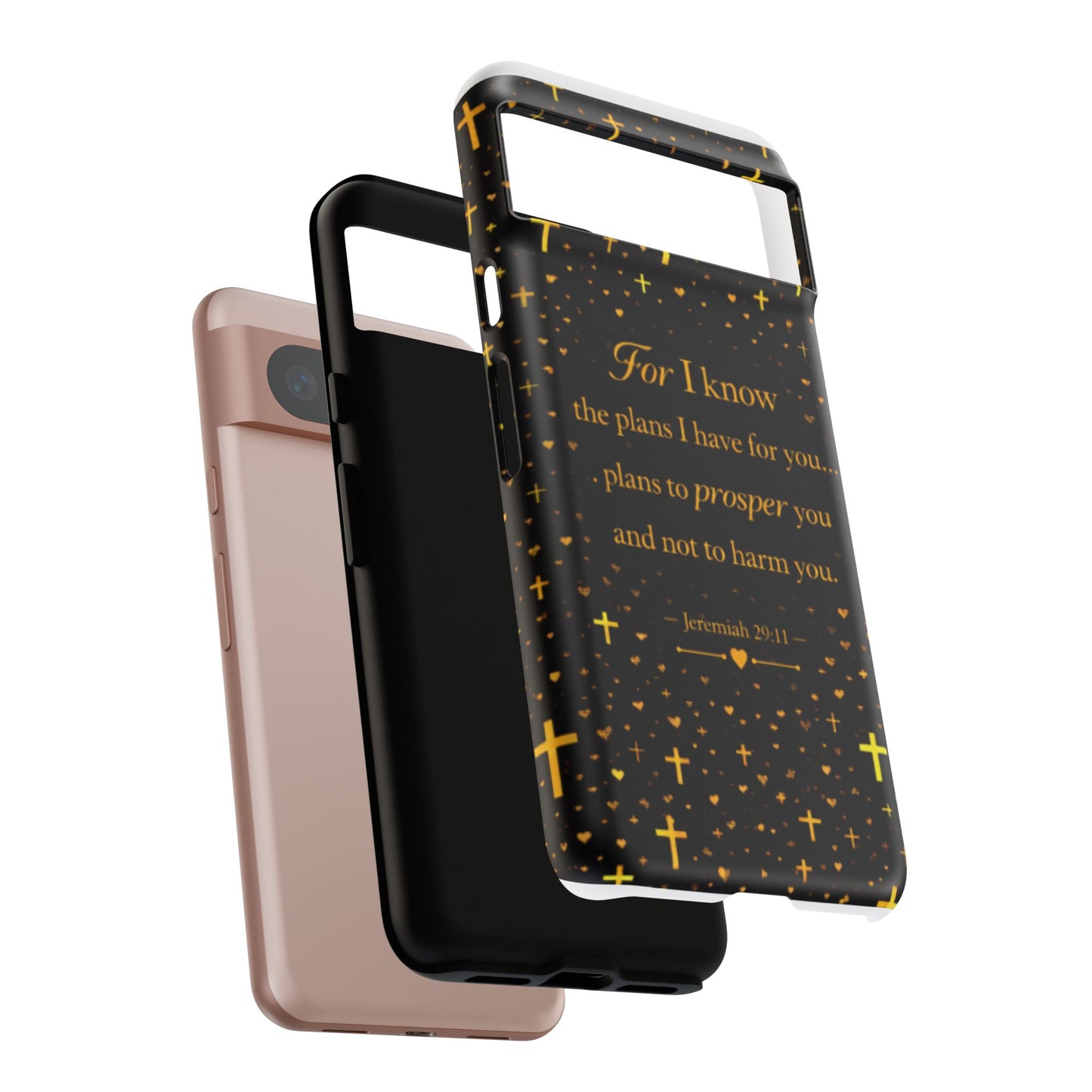 Phone Case — "For I Know" Jeremiah 29:11 Gold Cross Christian Tough Case