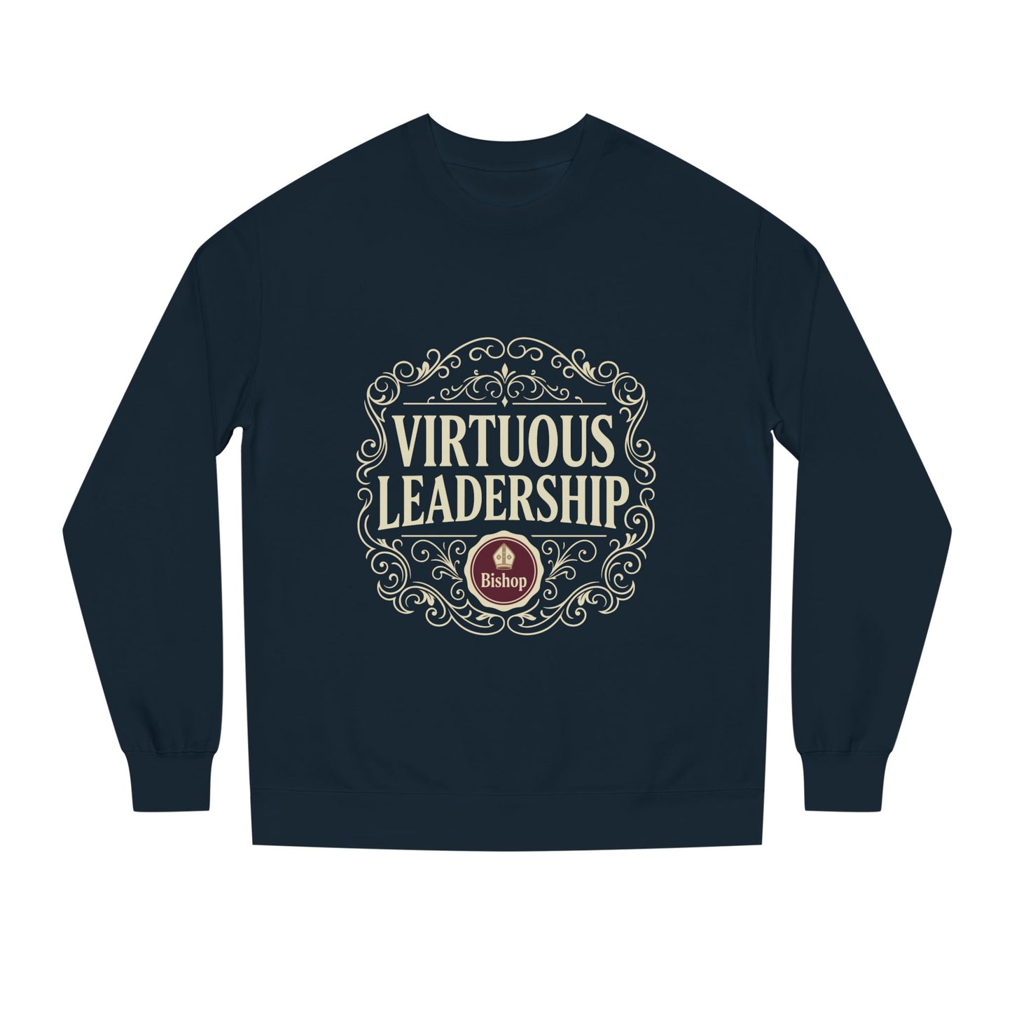 Virtuous Leadership Sweatshirt — Vintage Crest Crewneck for Church Leaders