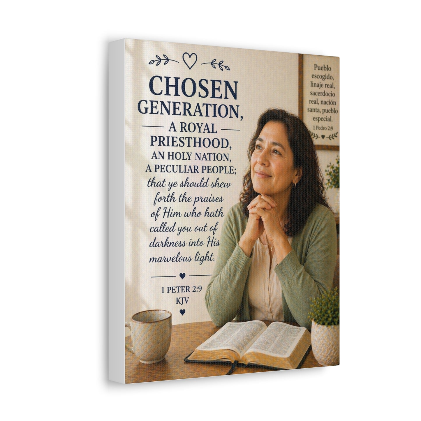 Chosen Generation Canvas Wall Art — 1 Peter 2:9 Inspirational Bible Verse Stretched Canvas