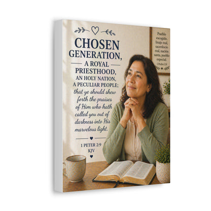 Chosen Generation Canvas Wall Art — 1 Peter 2:9 Inspirational Bible Verse Stretched Canvas