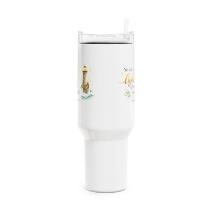 40oz Inspirational Lighthouse Tumbler — "You are the light of the world" Christian Travel Mug