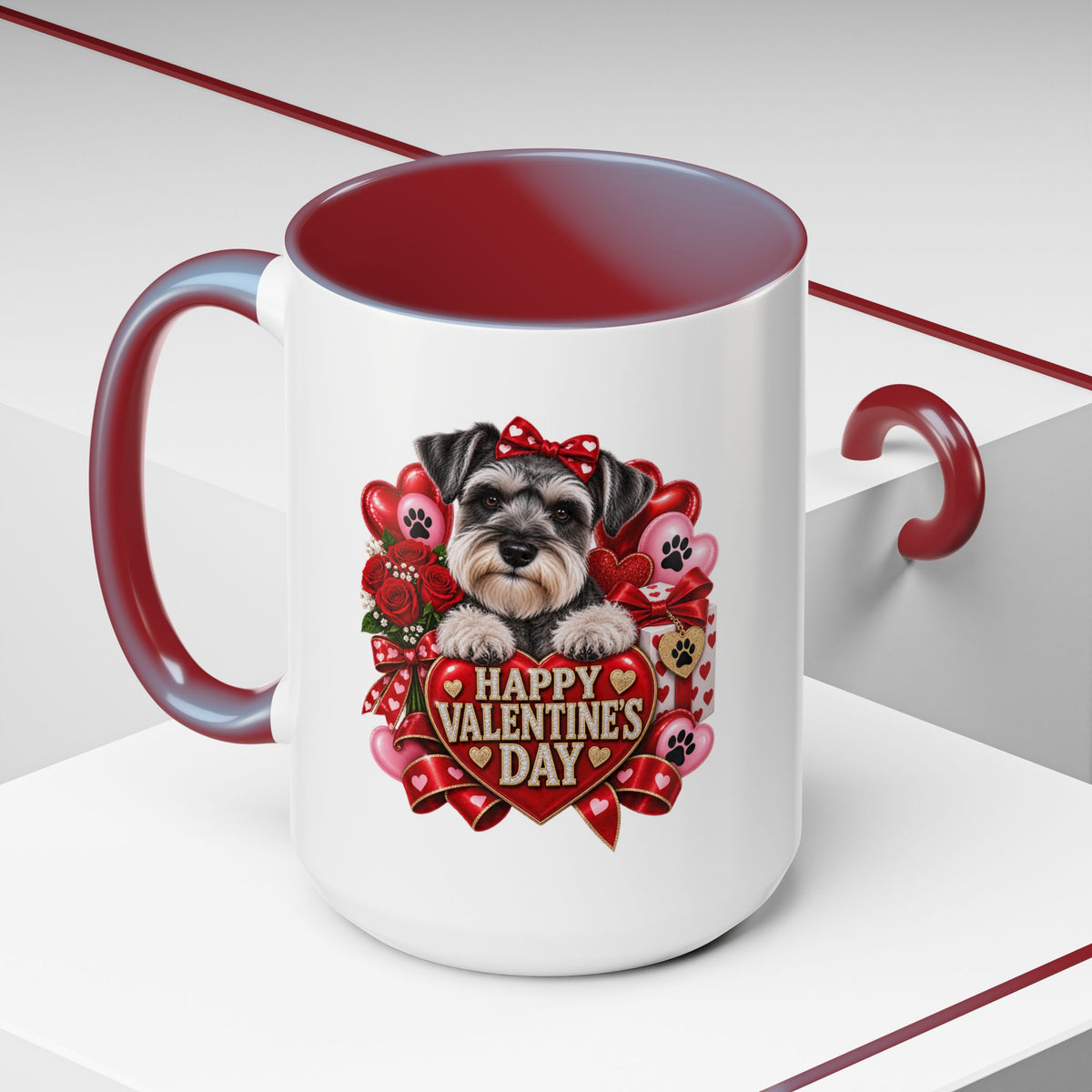 Valentine’s Day Dog Coffee Mug — "Happy Valentine’s Day" Accent Mug