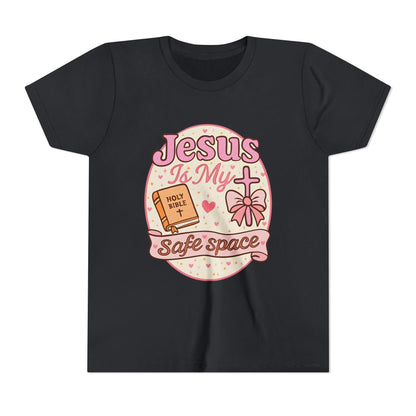 Youth Tee — "Jesus Is My Safe Space" Christian Kids T-Shirt