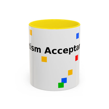 Autism Acceptance Accent Coffee Mug – Colorful Puzzle Square Design (11/15 oz)
