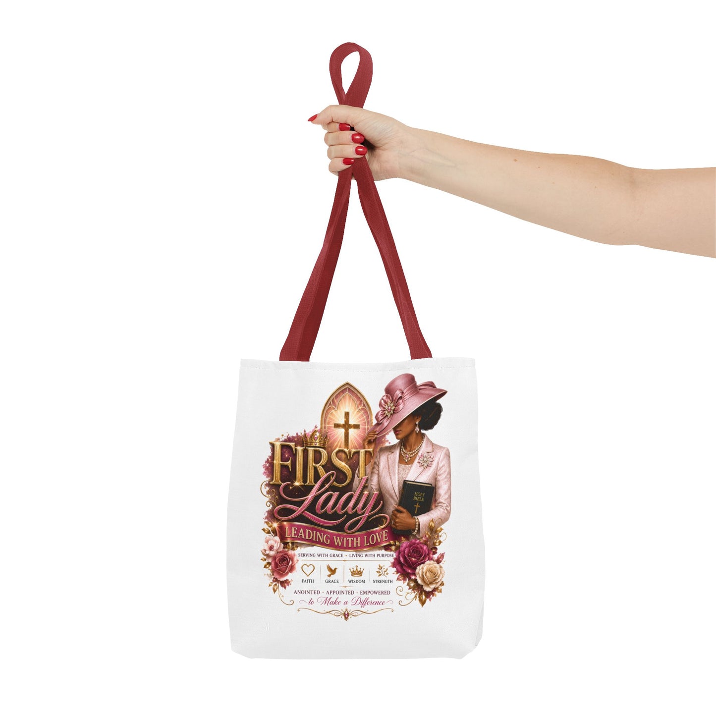 First Lady Tote Bag — Faithful Church Lady Floral Churchgoing Purse