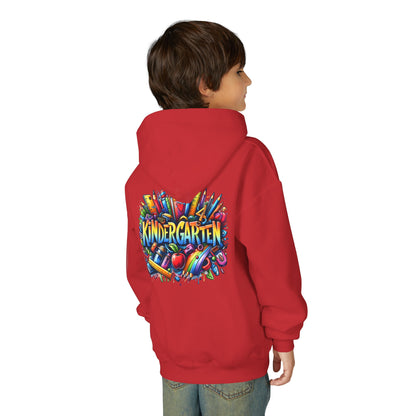 Kindergarten Kids Hoodie — Colorful School Supplies Back-to-School Sweatshirt