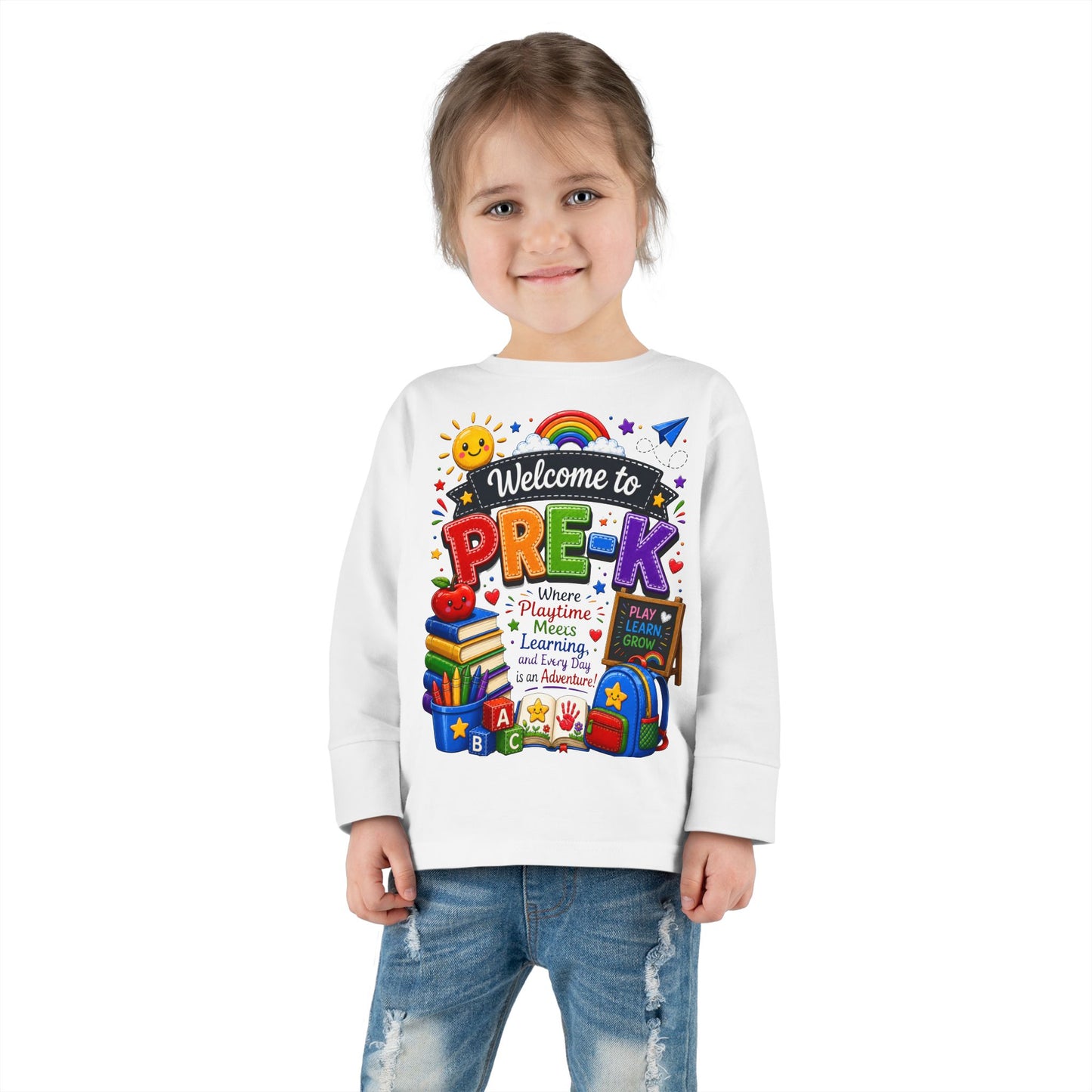 Welcome to Pre-K Toddler Long Sleeve Tee — Colorful Back-to-School Preschool Shirt