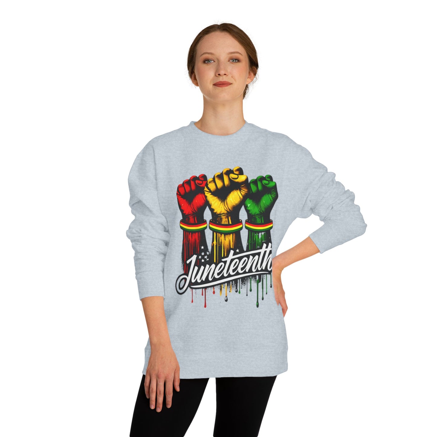 Juneteenth Fist Sweatshirt – Black Power Red Yellow Green Pride Crewneck
