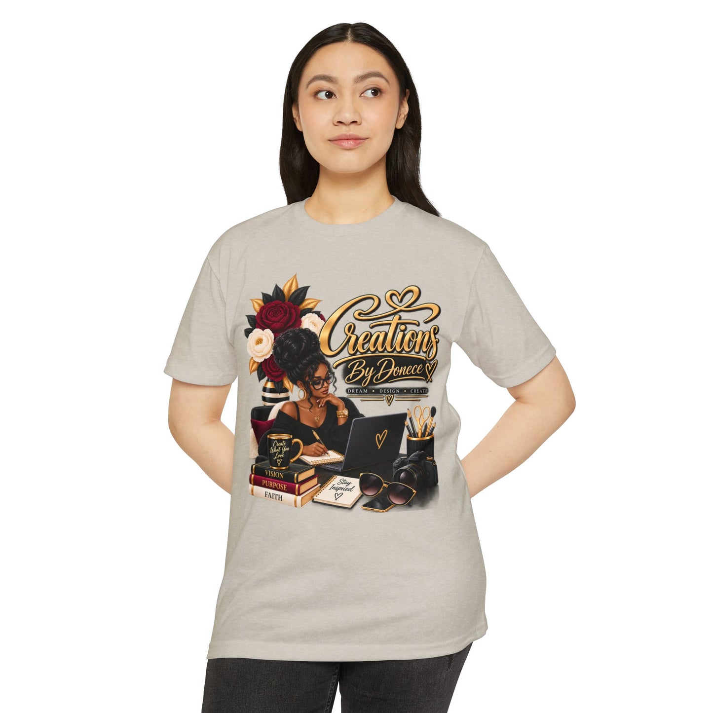 Creations By Denee Graphic T-Shirt — Black Woman Designer Artist Desk Tee
