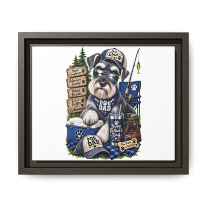 Dog Dad Schnauzer Father's Day Framed Canvas Wall Art — Fishing & Camping Pet Gift