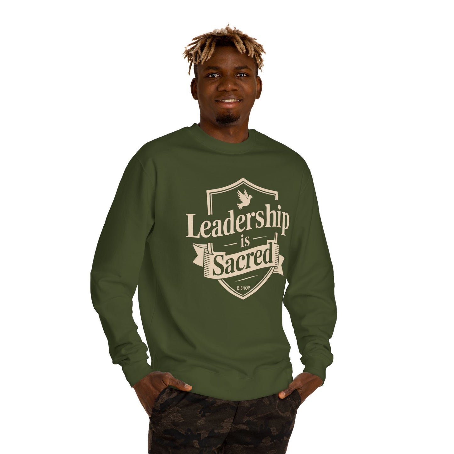 Leadership Is Sacred Crewneck Sweatshirt – Inspirational Christian Faith Quote Pullover