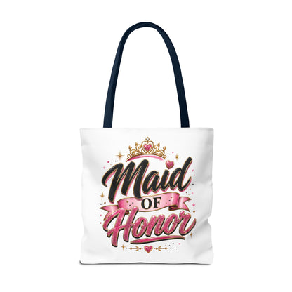 Maid of Honor Tote Bag — Pink Crown Bridal Party Tote for Weddings & Bachelorette