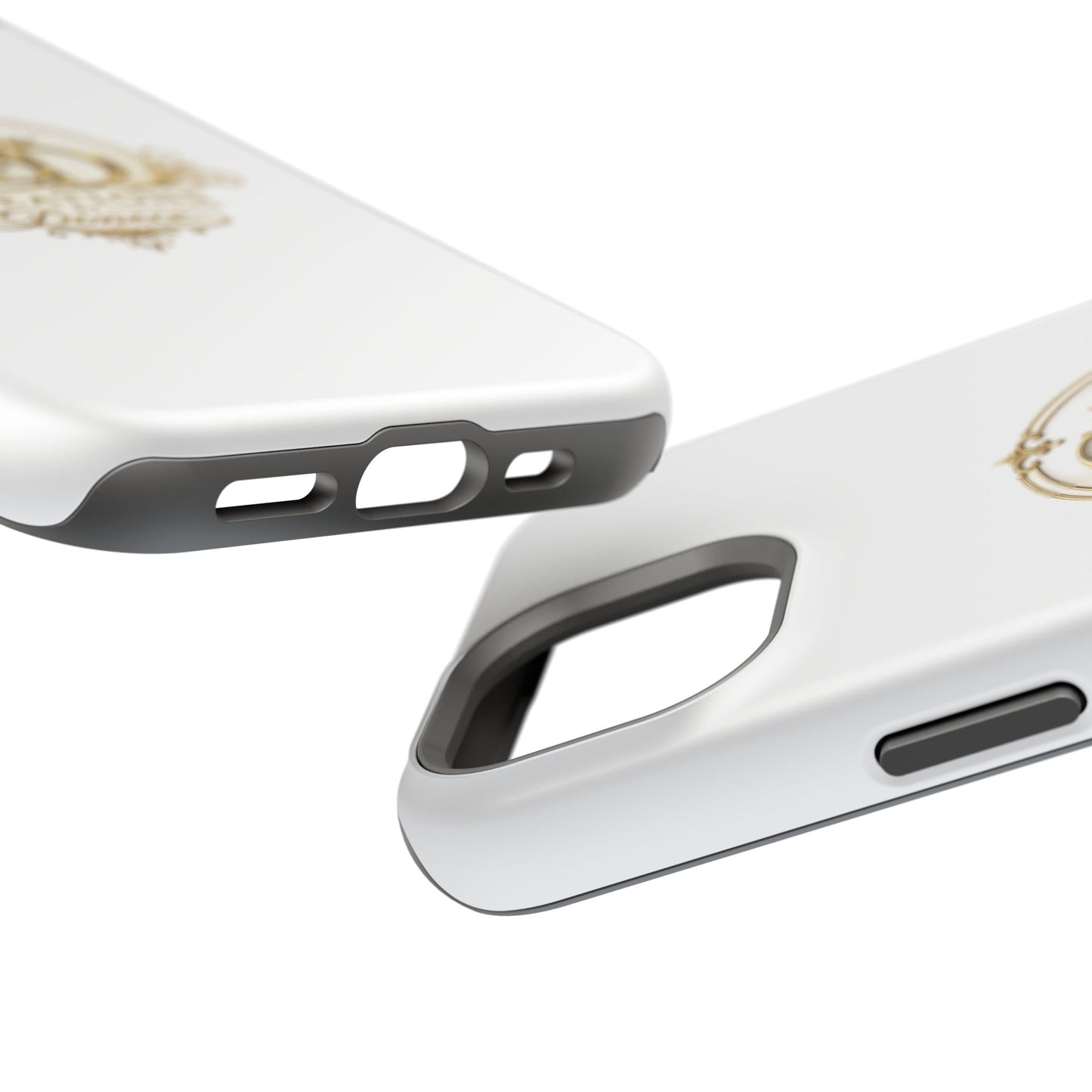 Magnetic Impact-Resistant Phone Case — Gold Floral Crest Logo