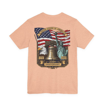 Patriotic 250th Anniversary T-Shirt - Liberty Bell, Bald Eagle & Statue of Liberty