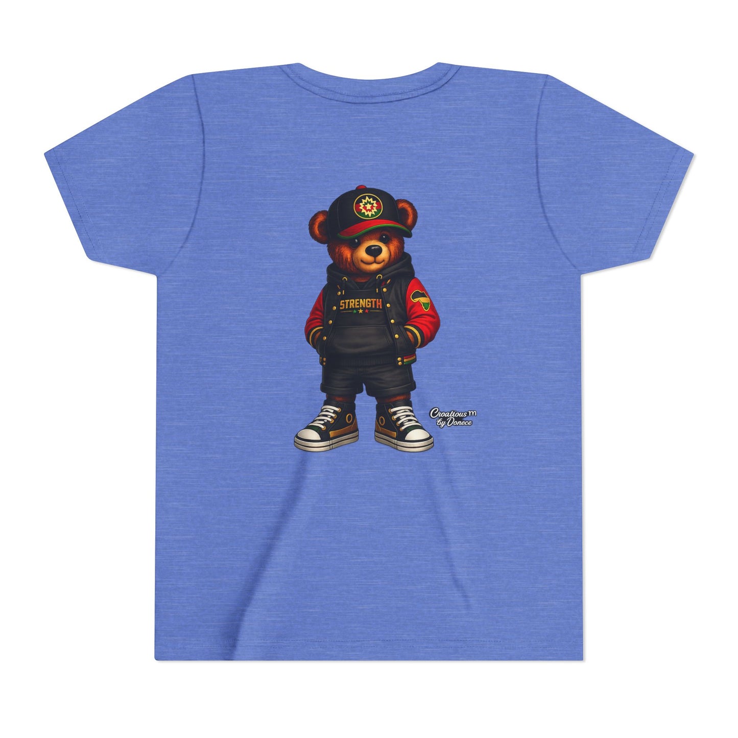 Kids Teddy Bear Streetwear Tee — 'Strength' Graphic Youth T-Shirt
