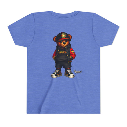 Kids Teddy Bear Streetwear Tee — 'Strength' Graphic Youth T-Shirt