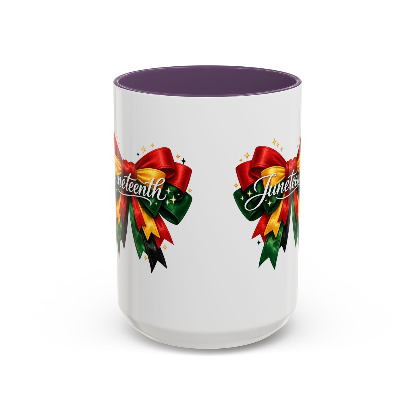Juneteenth Ribbon Coffee Mug — Black/Red/Green Celebration Accent Mug