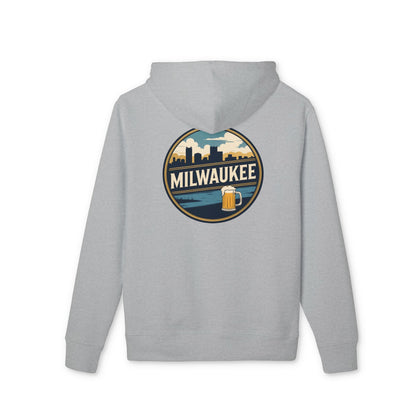 Milwaukee Skyline Hoodie — Retro City Beer Badge Pullover