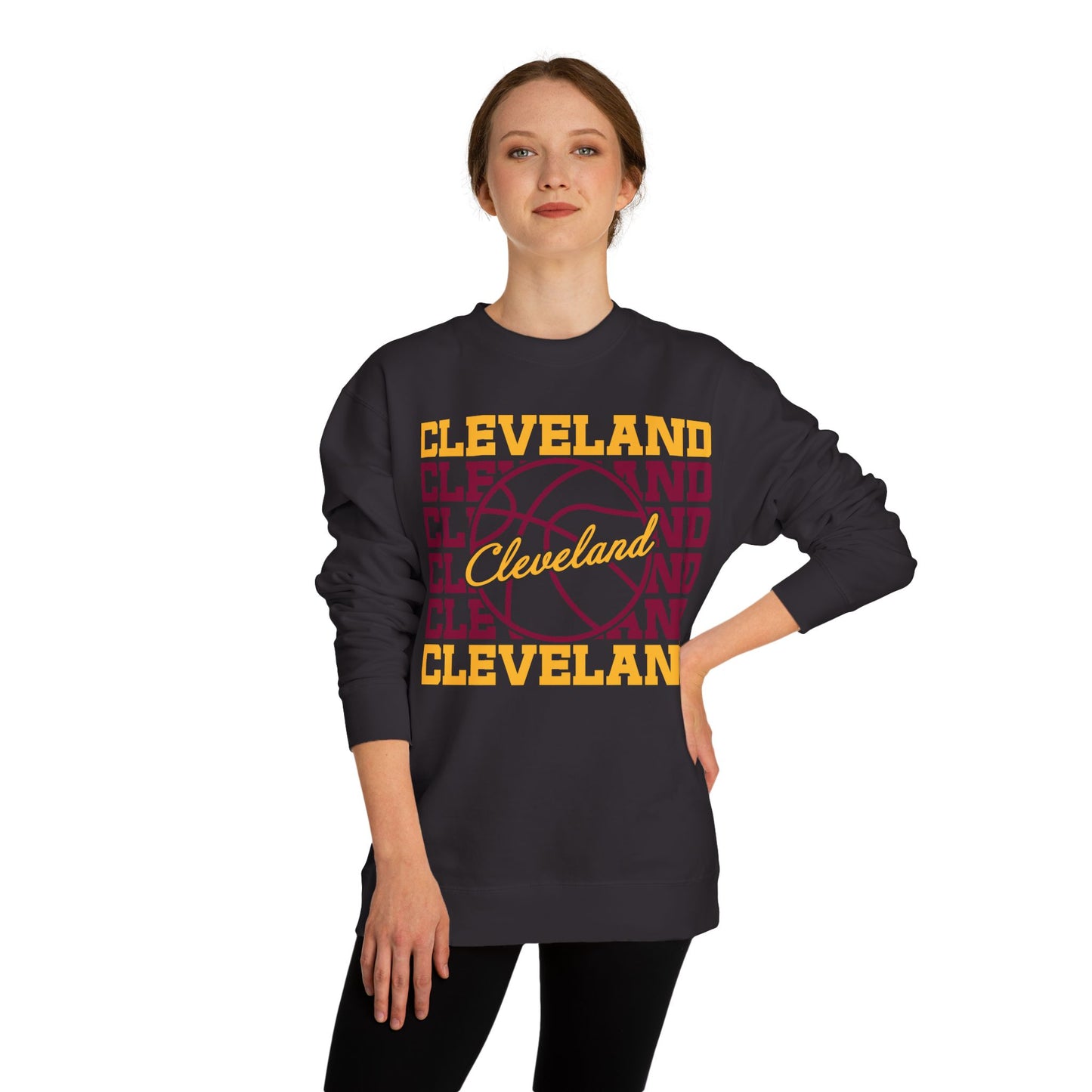 Cleveland Basketball Crewneck Sweatshirt – Retro Script Hoop Design