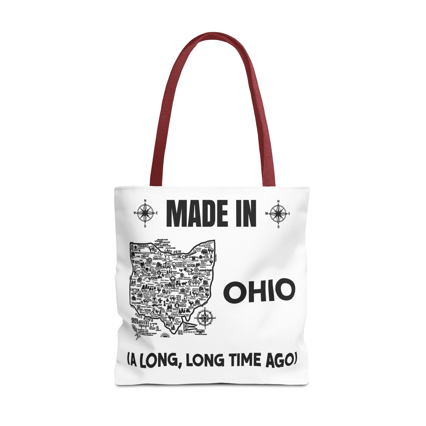Made in Ohio Tote Bag — Vintage Map Design "A Long, Long Time Ago"