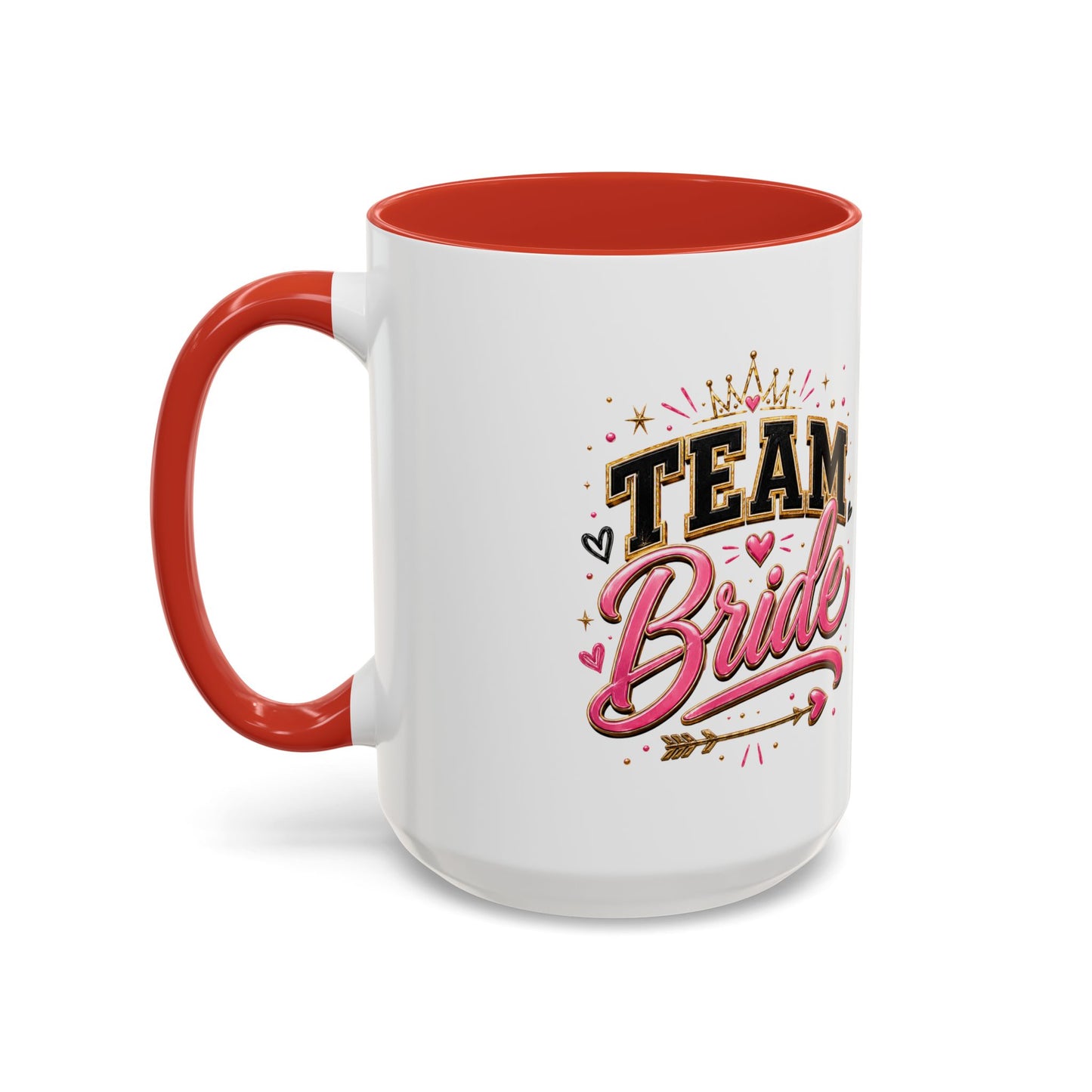 Team Bride Accent Coffee Mug — Pink & Gold Bachelorette Bridal Shower Gift (11/15 oz)